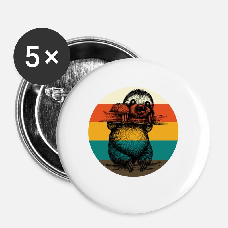 Sloth sloth vintage - Buttons large 2.2''/56 mm (5-pack) - white