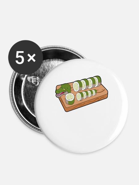 Sushi Rolle Drache - Buttons groß 56 mm (5er Pack) - Weiß