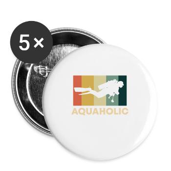Retro Tauchen Scuba Geschenk I Taucher Tauchsport - Buttons groß 56 mm (5er Pack) - Weiß - Vorne