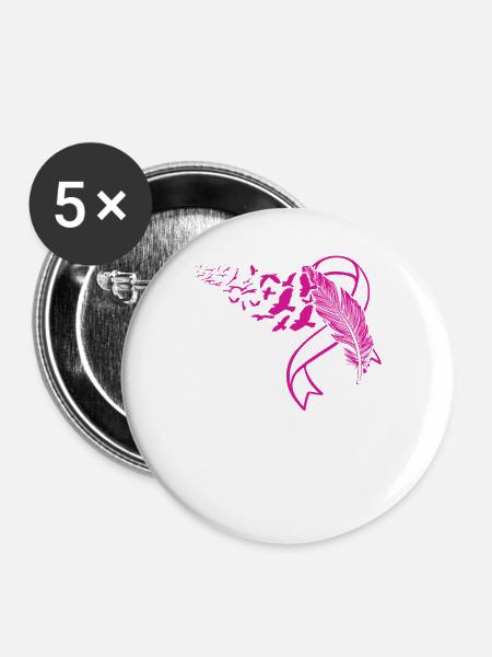Brustkrebs - Rosa Schleife - Buttons groß 56 mm (5er Pack) - Weiß