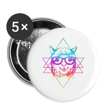 Verres en alpaga - Lot de 5 grands badges (56 mm) - blanc - Devant
