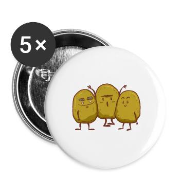 Kartoffel Freunde für Beste Freunde & Freundinnen - Buttons groß 56 mm (5er Pack) - Weiß - Vorne
