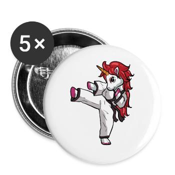 Karate Einhorn Judo Kampf Kampfkunst Ninja Jitsu - Buttons groß 56 mm (5er Pack) - Weiß - Vorne