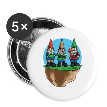 Gnomes Dwarf Garden Gardener Gardening - Buttons large 2.2''/56 mm (5-pack) - white - Front