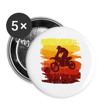 MOTOBALL RETRO cadeau de motocross Dirt Bike rider - Lot de 5 grands badges (56 mm) - blanc - Devant