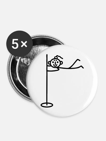 Pole dance Frau - Buttons groß 56 mm (5er Pack) - Weiß