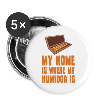 HUMIDOR HOME Aficionado Cadeau Fumeur de cigares - Lot de 5 grands badges (56 mm) - blanc - Devant
