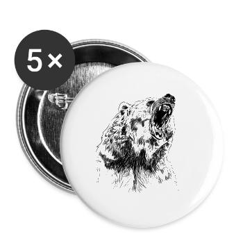 bear - Lot de 5 grands badges (56 mm) - blanc - Devant