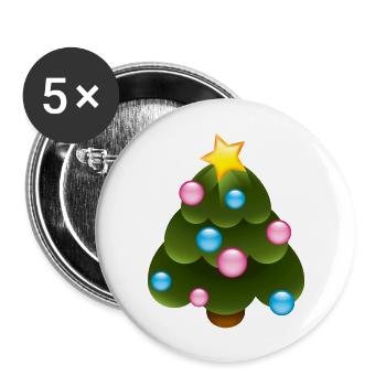 Smiley Christmas Tree - Lot de 5 grands badges (56 mm) - blanc - Devant