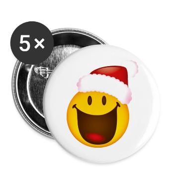 Smiley Glossy Big Happy Christmas - Buttons groß 56 mm (5er Pack) - Weiß - Vorne