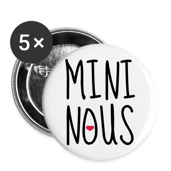 Mini Nous - Naissance - Bébé - Papa - Maman - Lot de 5 grands badges (56 mm) - blanc - Devant