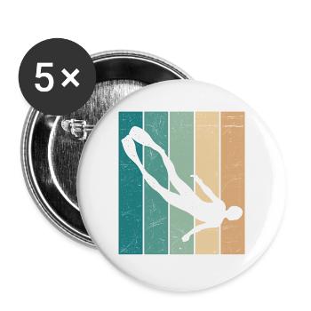 APNOE RETRO Freitaucher Schnorchler Geschenk - Buttons groß 56 mm (5er Pack) - Weiß - Vorne