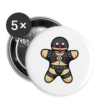 versauter Lebkuchenmann BDSM sadomaso Sklave - Buttons groß 56 mm (5er Pack) - Weiß - Vorne