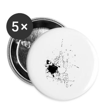 Farbtropfen - Linie / schwarz - Buttons groß 56 mm (5er Pack) - Weiß - Vorne