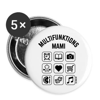 Multifunktions Mami (9 Icons) - Buttons groß 56 mm (5er Pack) - Weiß - Vorne
