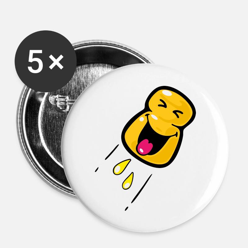 Smiley New Year Cork - Buttons large 2.2''/56 mm (5-pack) - white