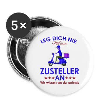 Zusteller shirt Lieferant shirt Zusteller Geschenk - Buttons groß 56 mm (5er Pack) - Weiß - Vorne