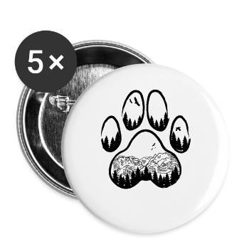 Mountains Hiking Camping Dog Dog Paw - Buttons large 2.2''/56 mm (5-pack) - white - Front