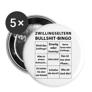 Zwillingseltern Bullshit-Bingo - Buttons groß 56 mm (5er Pack) - Weiß - Vorne