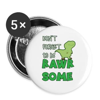 dinosaure - Lot de 5 grands badges (56 mm) - blanc - Devant