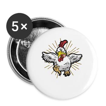 crazy Chicken - Buttons large 2.2''/56 mm (5-pack) - white - Front