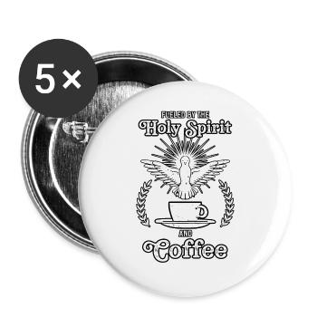 Alimenté par le Saint-Esprit et le café - Lot de 5 grands badges (56 mm) - blanc - Devant