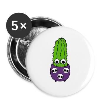 Tall Cactus In Halloween Skull Pot - Buttons large 2.2''/56 mm (5-pack) - white - Front