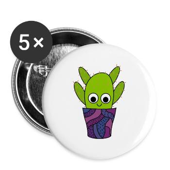 Thorny Cactus In Cute Pottery - Buttons large 2.2''/56 mm (5-pack) - white - Front