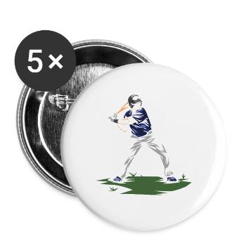 Baseball Spieler - Buttons groß 56 mm (5er Pack) - Weiß - Vorne