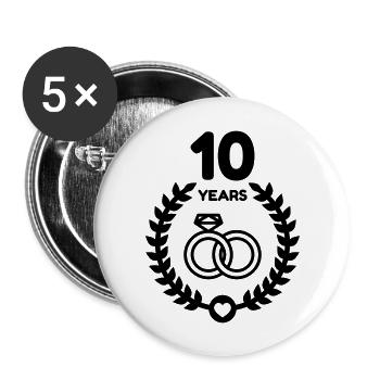10 - Birthday Wedding - Marriage - Love - Wife - Buttons large 2.2''/56 mm (5-pack) - white - Front
