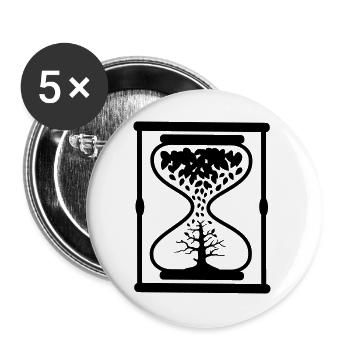 Uhr Sanduhr Geschenk - Buttons groß 56 mm (5er Pack) - Weiß - Vorne