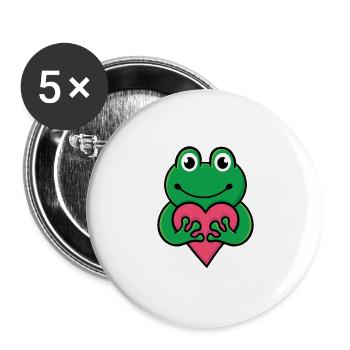 Heartfelt Frog Embrace - Buttons large 2.2''/56 mm (5-pack) - white - Front