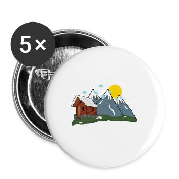 Einsame Alm in den Bergen - Buttons groß 56 mm (5er Pack) - Weiß - Vorne