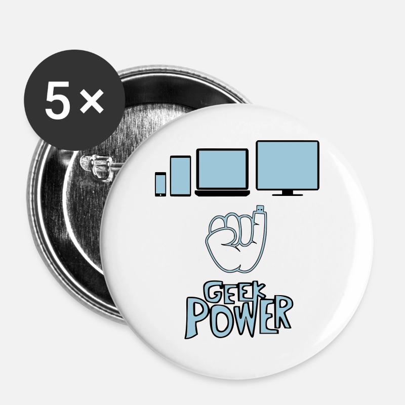 Geek - Buttons large 2.2''/56 mm (5-pack) - white
