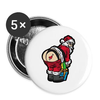 Sexy père Noël en string sous-vêtements - Lot de 5 grands badges (56 mm) - blanc - Devant