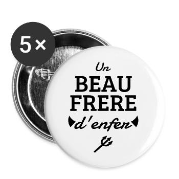 Beau Frère / Frere / Beau-Frère / Mariage / Marié - Lot de 5 grands badges (56 mm) - blanc - Devant