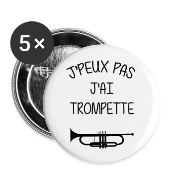 Trompette / Trompettiste / Instrument de Musique - Lot de 5 grands badges (56 mm) - blanc - Devant