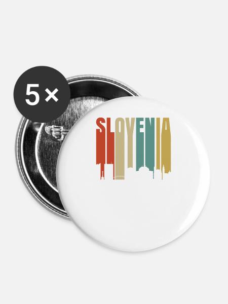 Slowenien - Buttons groß 56 mm (5er Pack) - Weiß