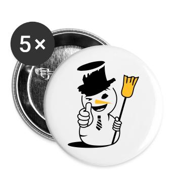 Cooler Schneemann mit Daumen nach oben - Buttons groß 56 mm (5er Pack) - Weiß - Vorne