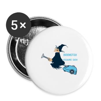 Halloween aspirateur balai de sorcière cadeau drôle - Lot de 5 grands badges (56 mm) - blanc - Devant