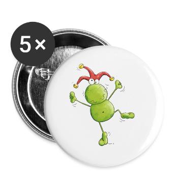 Karneval Frosch - Buttons groß 56 mm (5er Pack) - Weiß - Vorne