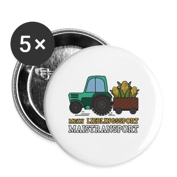 Mais Transport Lieblingssport - Buttons groß 56 mm (5er Pack) - Weiß - Vorne