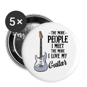 Blaues Gitarren Design - Buttons groß 56 mm (5er Pack) - Weiß - Vorne