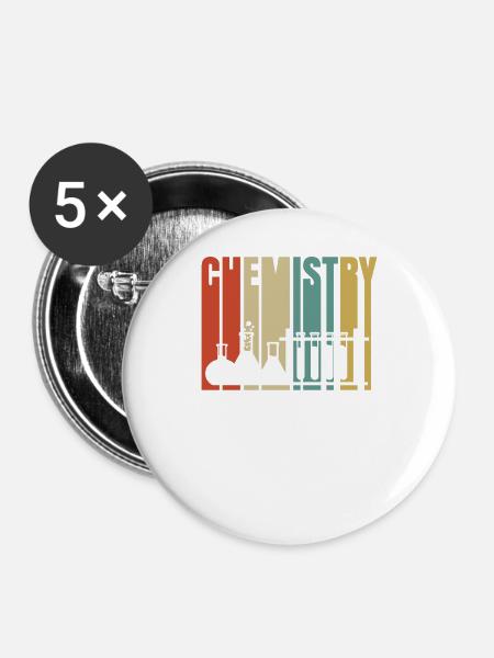 Chemie - Buttons groß 56 mm (5er Pack) - Weiß