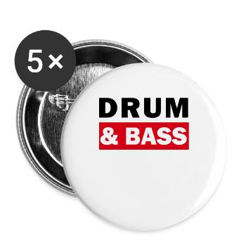 DbB Drum And Bass - Lot de 5 grands badges (56 mm) - blanc - Devant