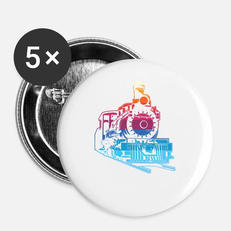 Zug Züge Modeleisenbahn Eisenbahn Geschenk - Buttons groß 56 mm (5er Pack) - Weiß