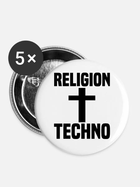 Techno - Buttons groß 56 mm (5er Pack) - Weiß