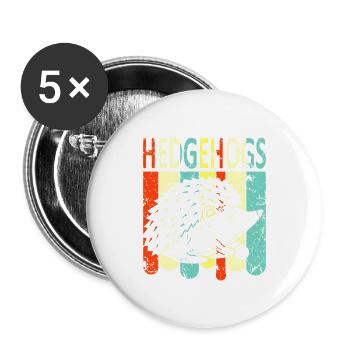 hérisson - Lot de 5 grands badges (56 mm) - blanc - Devant