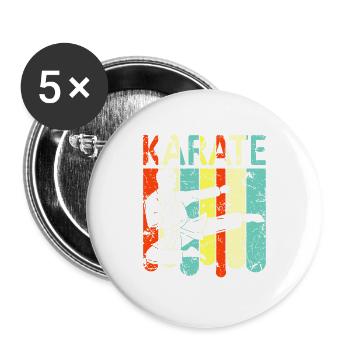 Karate - Buttons groß 56 mm (5er Pack) - Weiß - Vorne