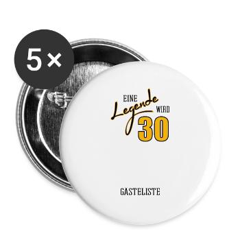 cooles 30. Geburtstag Gästeliste Geschenk - Buttons groß 56 mm (5er Pack) - Weiß - Vorne